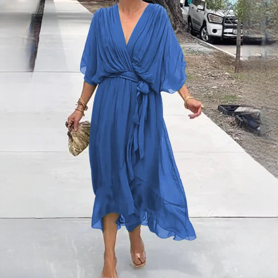 Demara - Elegancka sukienka z dekoltem V dla kobiet