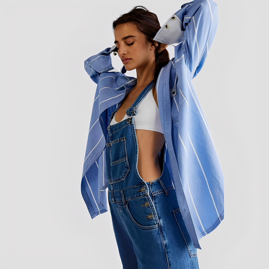 Mildred - Klasyczne, luźno dopasowane damskie dżinsowe ogrodniczki