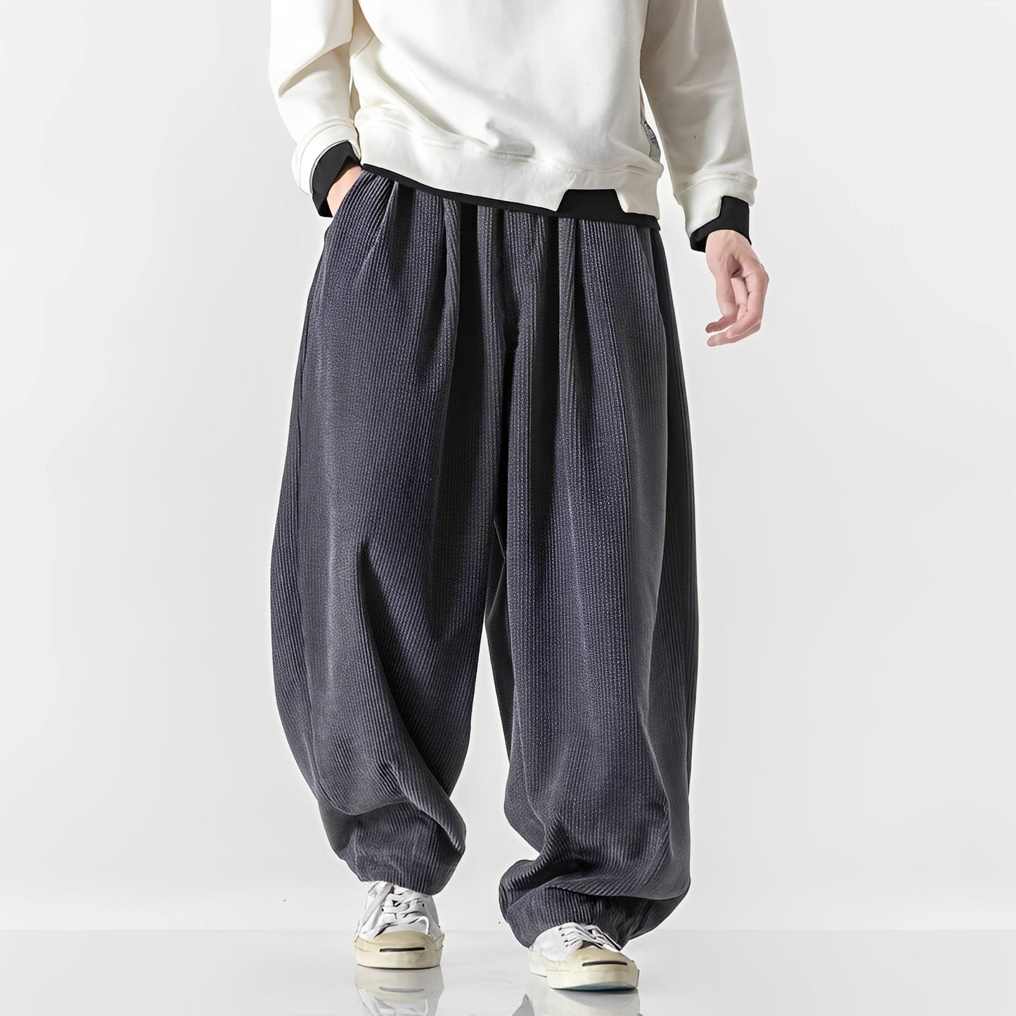 Frank - Nowoczesne, luźne spodnie dresowe z sztruksu dla mężczyzn