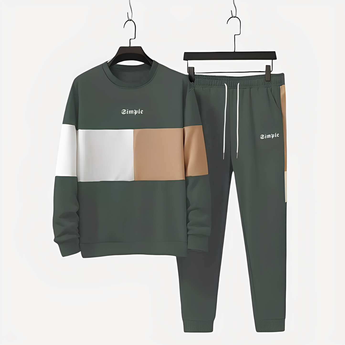 Charlton - Modny męski zestaw sportowy z kolorowym wzorem blokowym