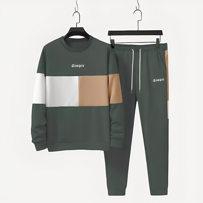 Charlton - Modny męski zestaw sportowy z kolorowym wzorem blokowym