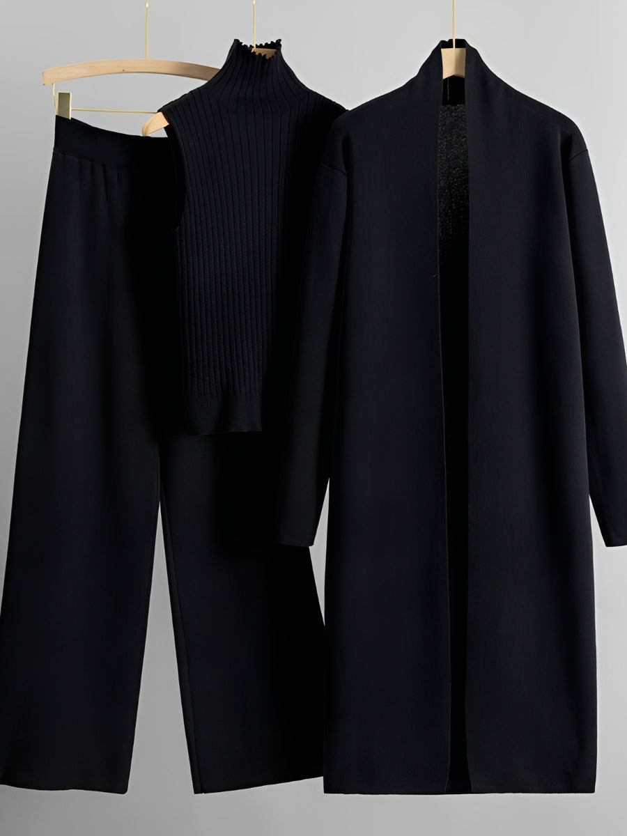 Angie - Modny 3-częściowy zestaw dzianinowy dla kobiet