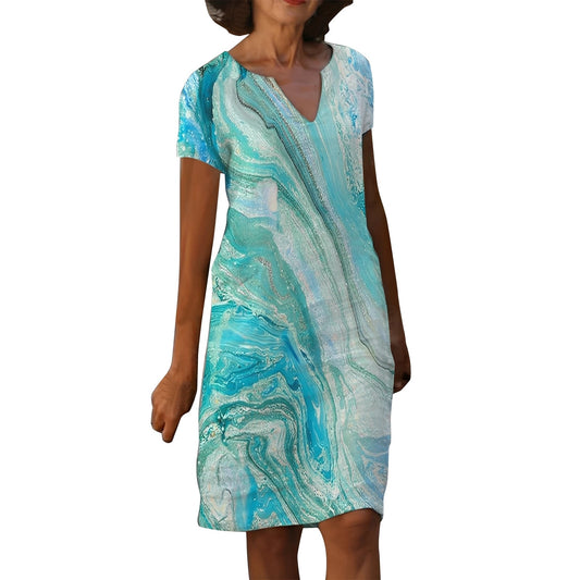 Molly - Stylowa sukienka z dekoltem V i nadrukiem dla kobiet