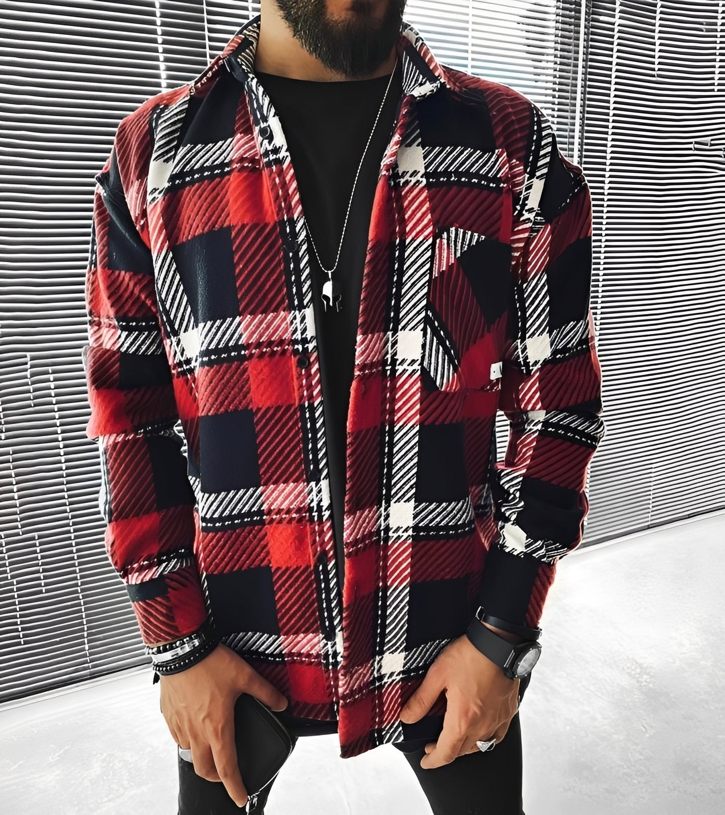 Eugene - Stylowa koszula w kratę z długim rękawem dla mężczyzn