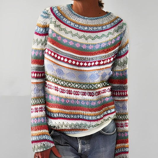 Heather - Klasyczny damski sweter z wzorem