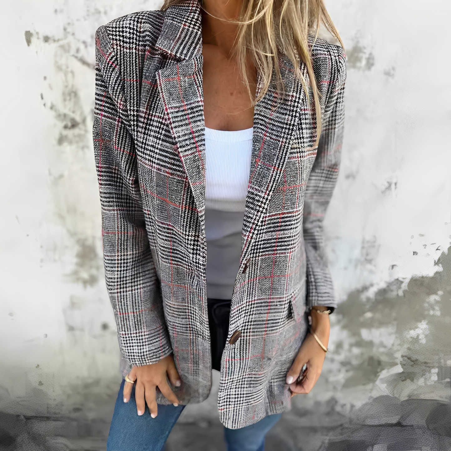 Ellen - Formalny blezer w kratkę dla kobiet