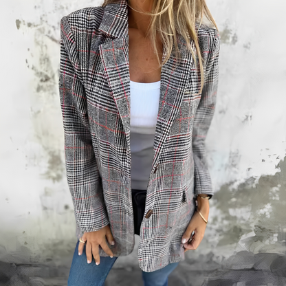 Ellen - Formalny blezer w kratkę dla kobiet