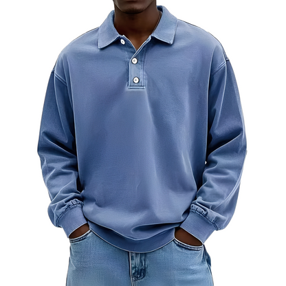 Chris - Klasyczna męska koszulka z grubego materiału z długimi rękawami