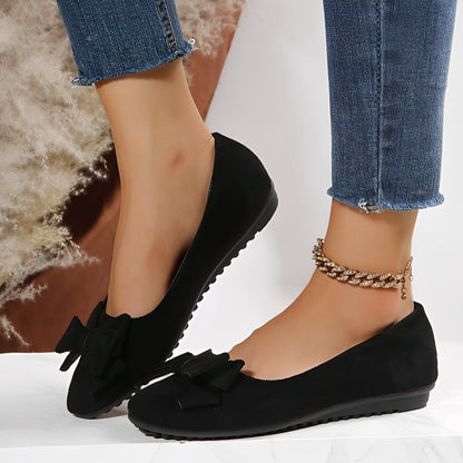 Megan - Luźne zamszowe buty z kokardą dla kobiet