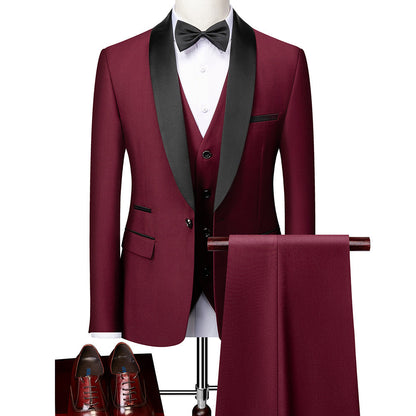 George - Elegancki męski garnitur Slim-Fit w 3 elementach