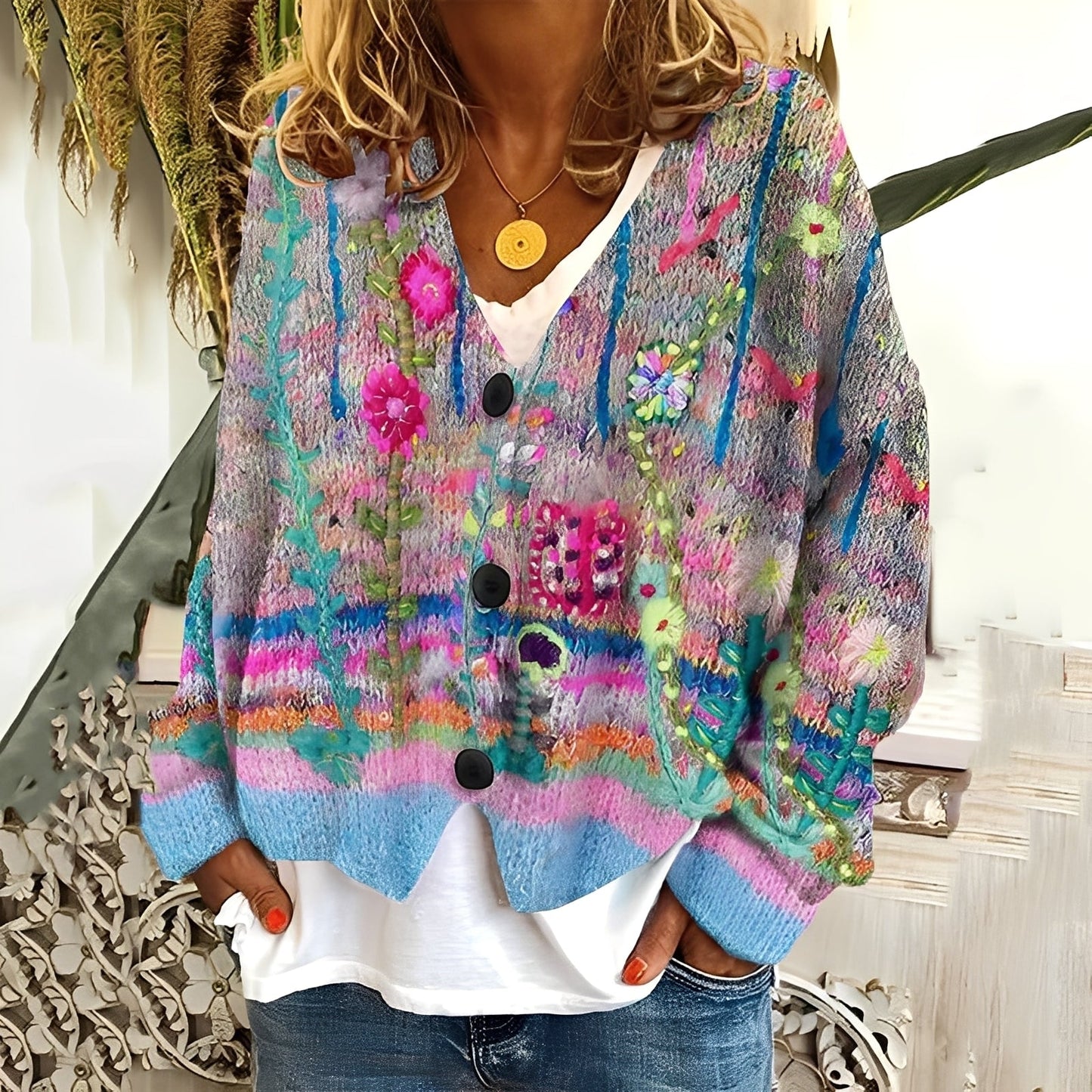 Daphné - Barwny i wygodny sweter dla kobiet