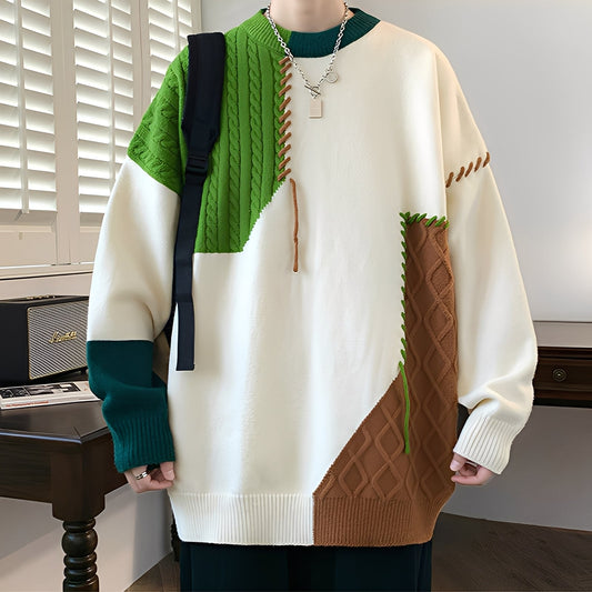 Curtis - Stylowy polarowy sweter z kolorowymi wzorami dla panów