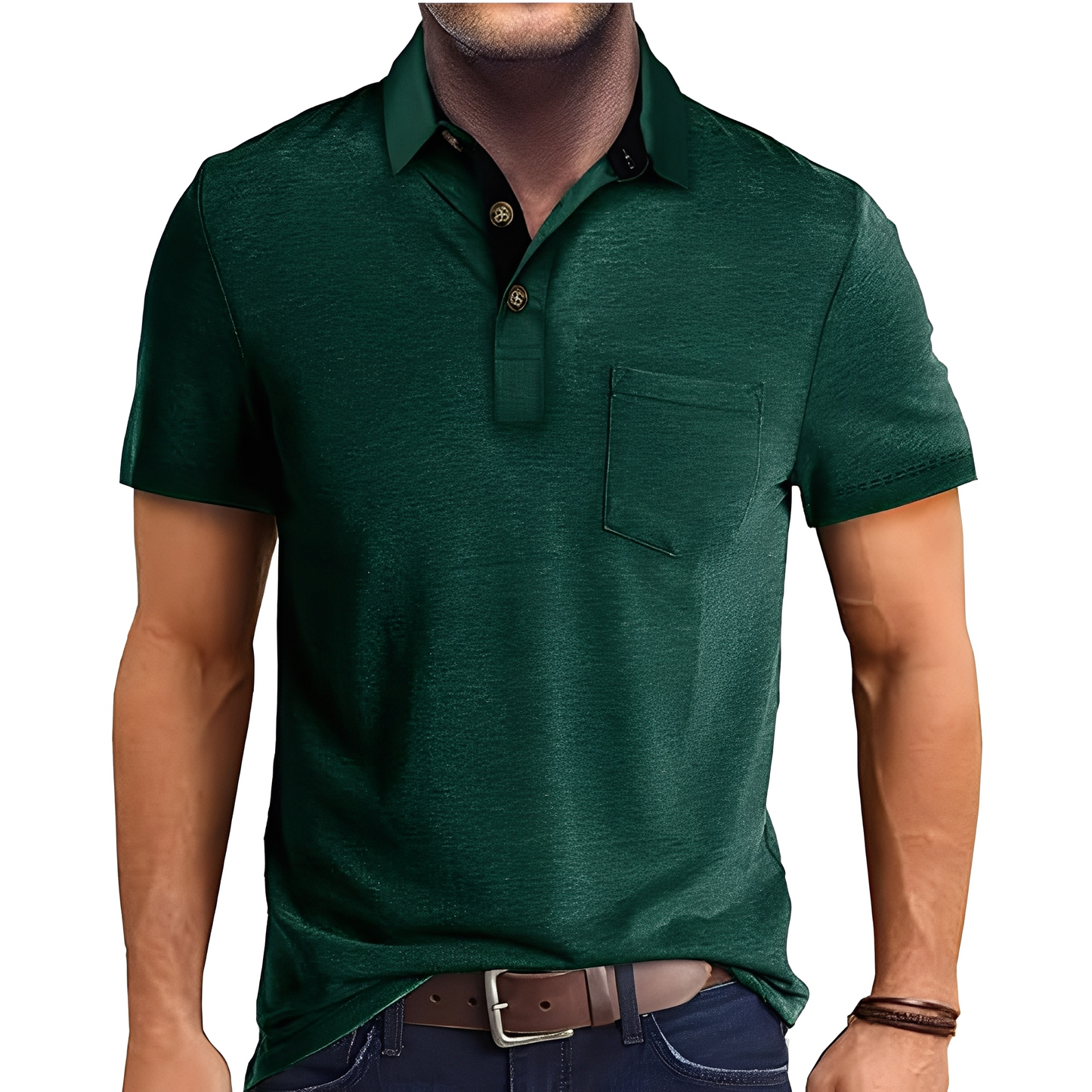 Abner - Męska koszulka polo z krótkim rękawem w stylu retro