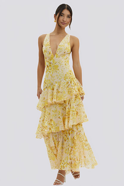 Hazel - Suknia maxi z kwiecistym wzorem dla kobiet