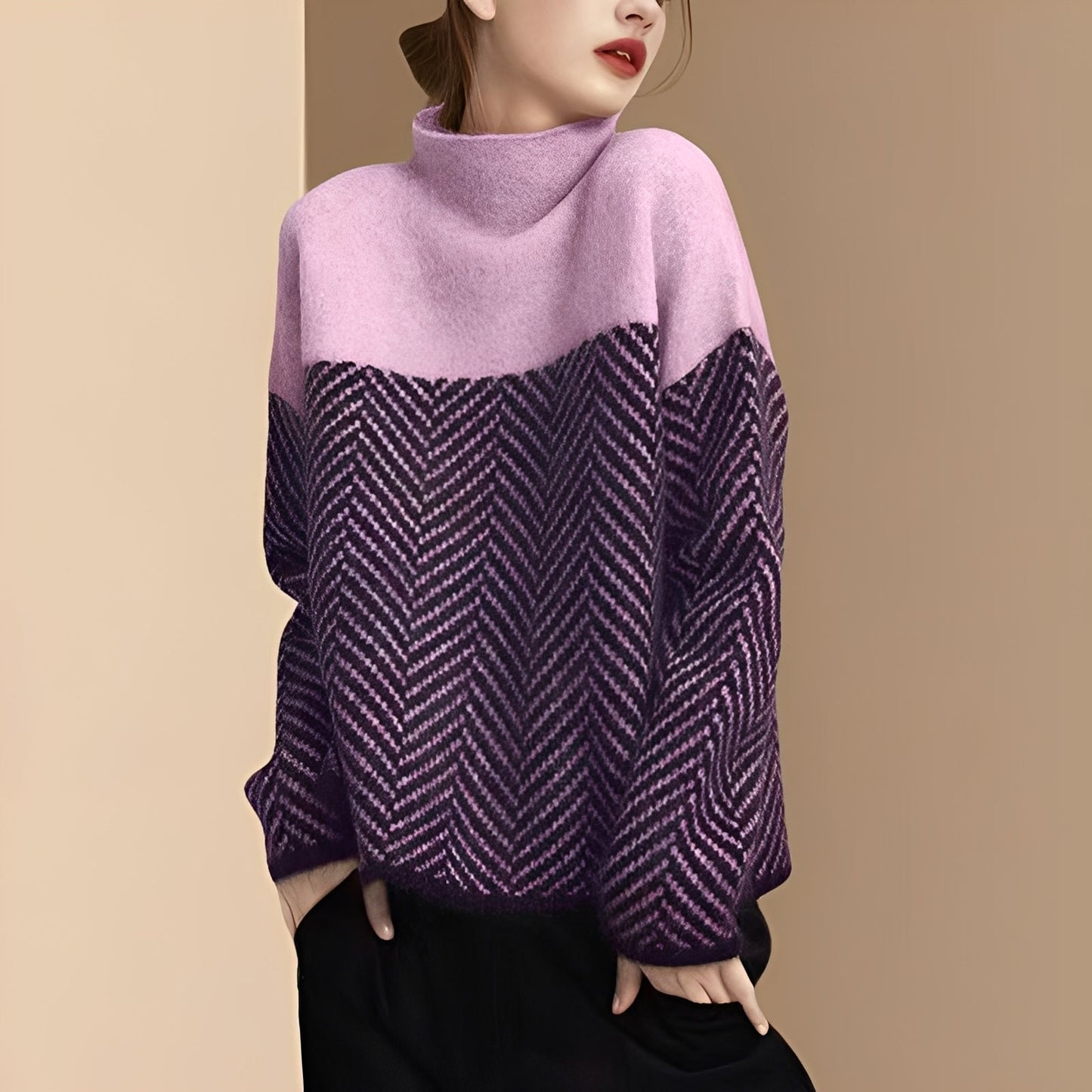 Antonia - Modny patchworkowy sweter dla kobiet