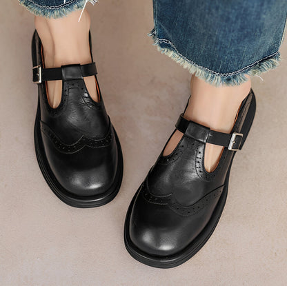 Erika - Retro-buty z mocnej skóry dla kobiet