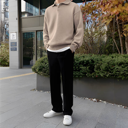 Bernard - męska dzianinowa koszulka polo z długim rękawem