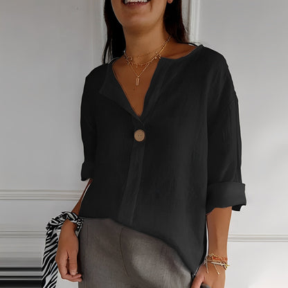 Noémie - Delikatna damska bluzka z V-dekoltem