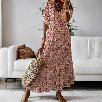 Alica - Swobodna sukienka z dekoltem V dla kobiet na co dzień