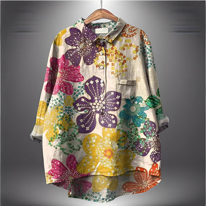 Garance - Damska klasyczna bluzka z długimi rękawami