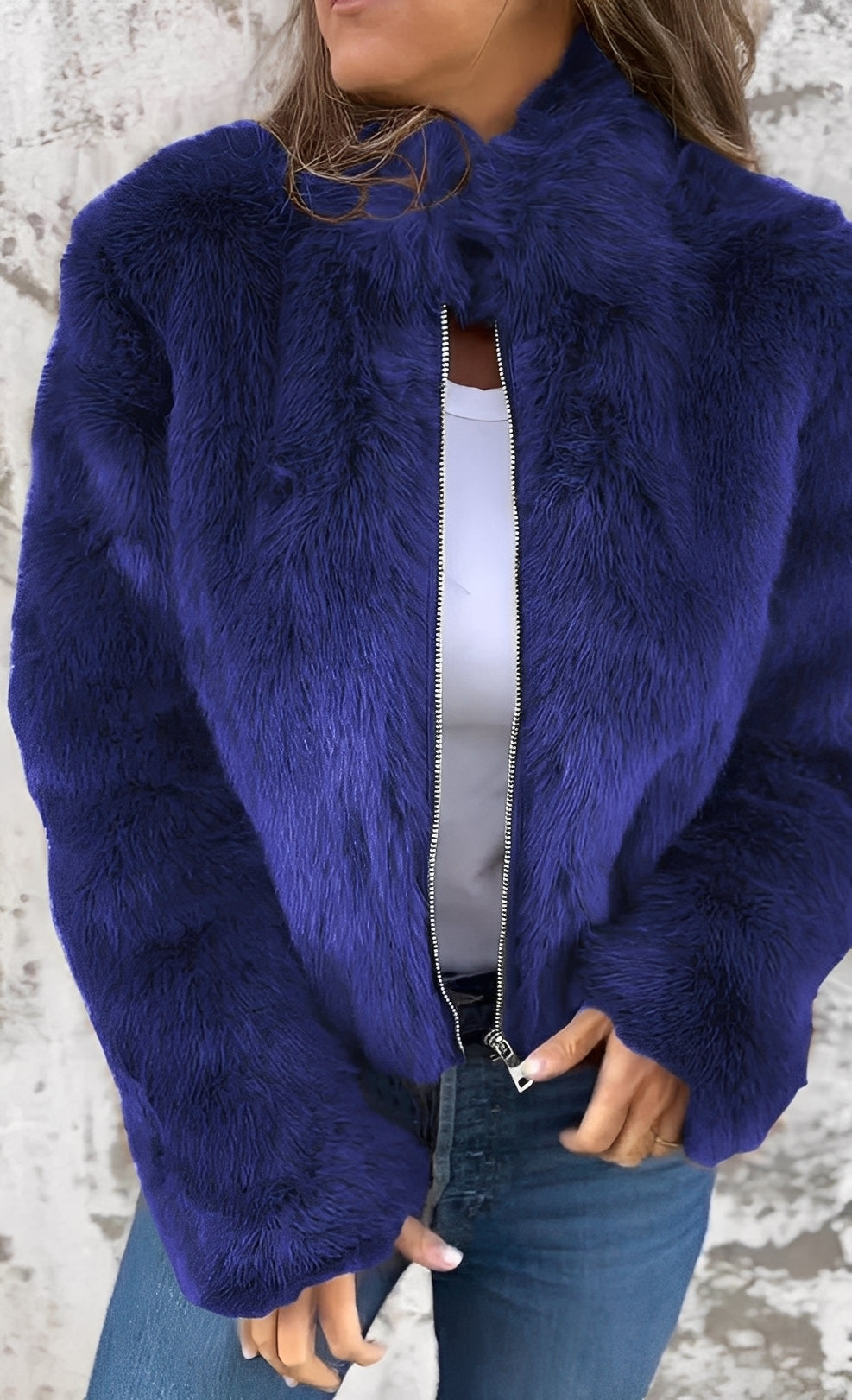 Amanda - Modny damski płaszcz z pluszu