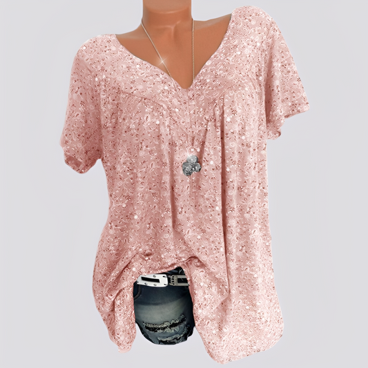 Claudia - Stylowa, luźna bluzka z wzorem kwiatowym dla kobiet