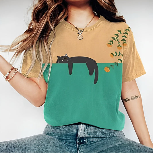 Alvina - Swobodny T-Shirt z wzorem dla kobiet