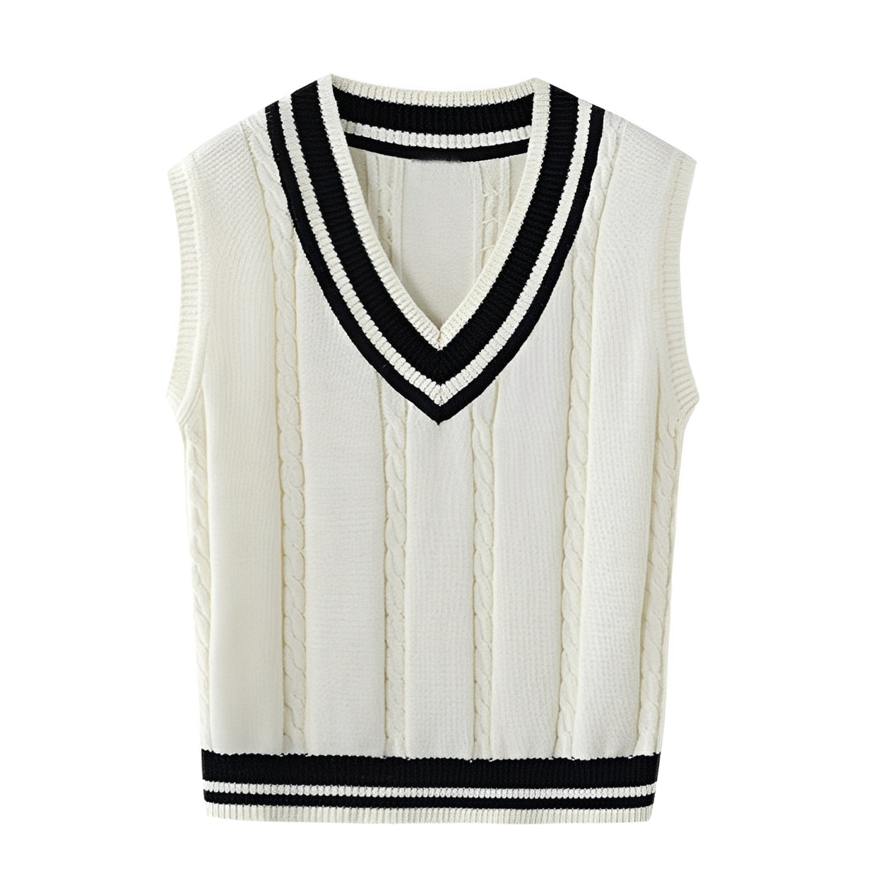 Leona - Klasyczna damska kamizelka z dzianiny z dekoltem w serek