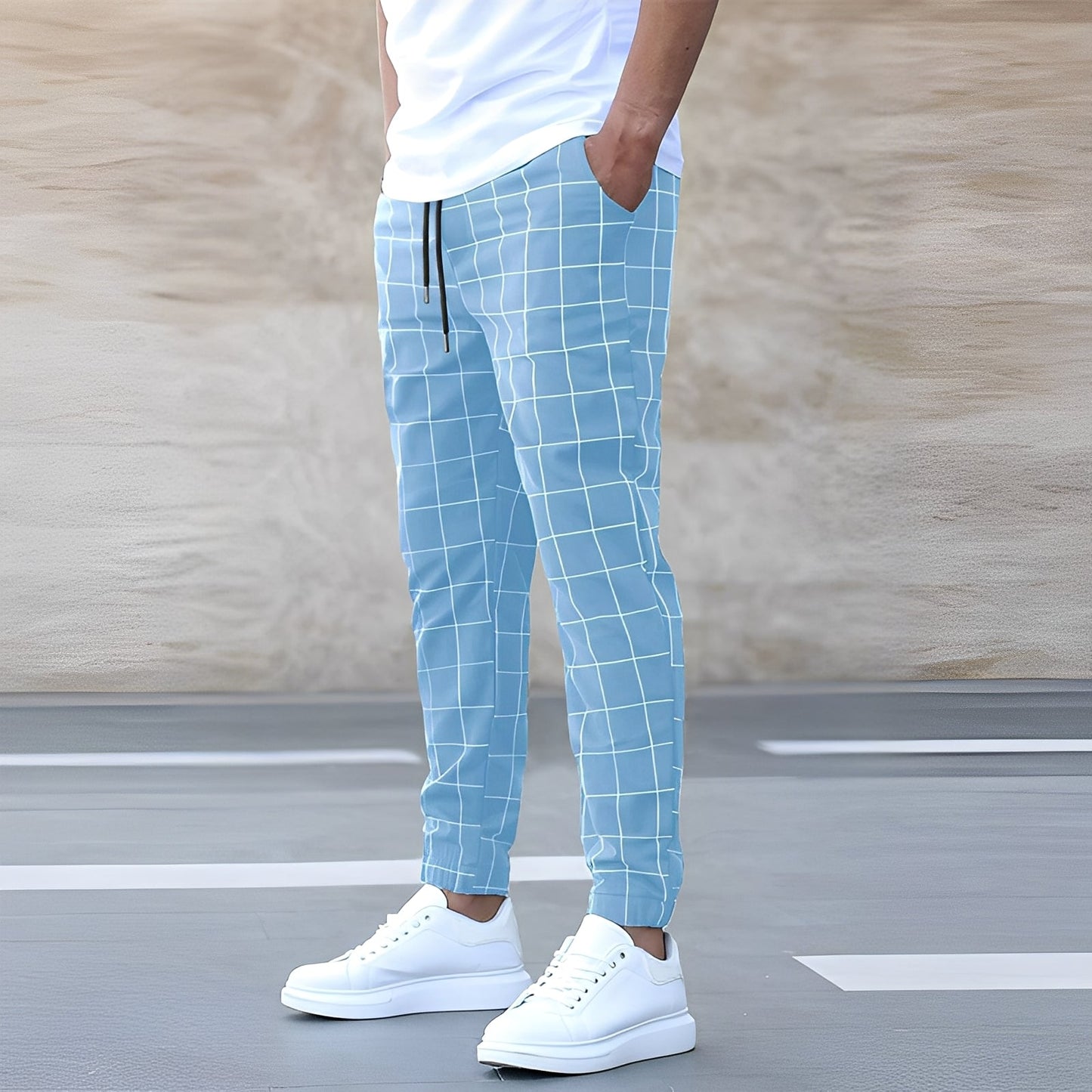 Geoffroy - Męskie spodnie ze sznurkiem i komfortem