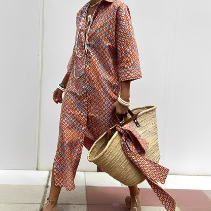 Paulette - Kobieca klasyczna sukienka koszulowa w paski