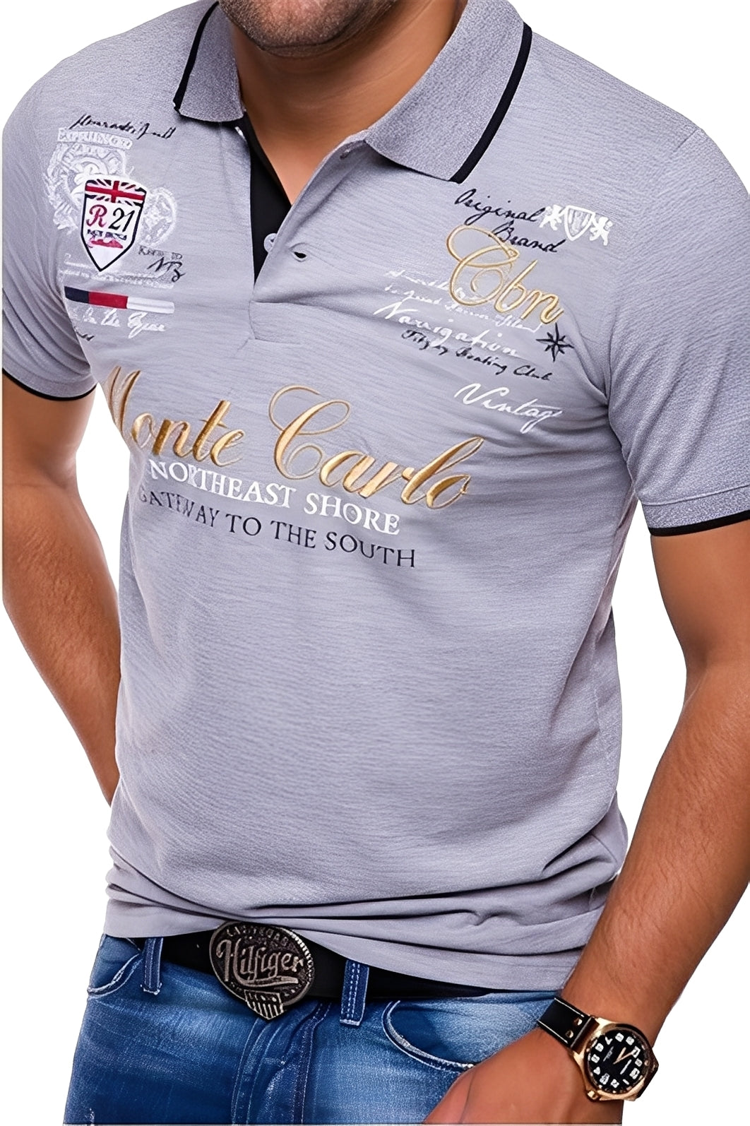 Brent - Casual Polo Shirt with Design for Men