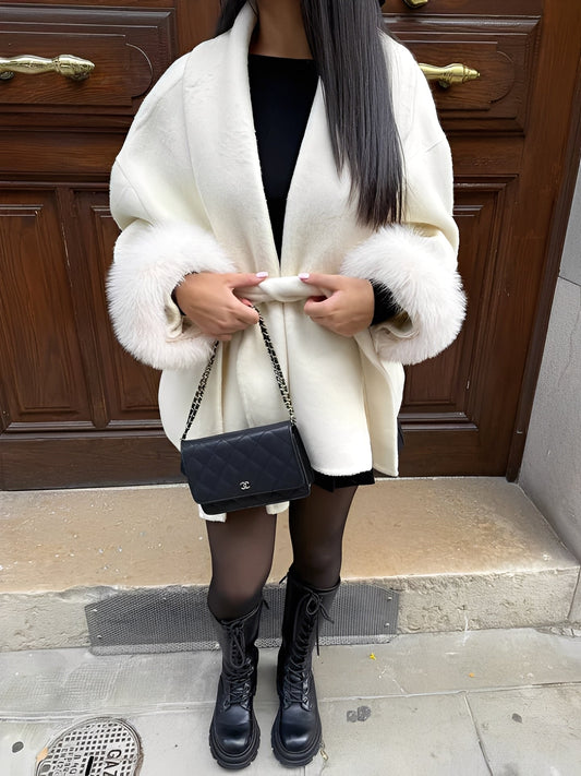 Armani - Luksusowy, stylowy, długi płaszcz z futrem dla kobiet