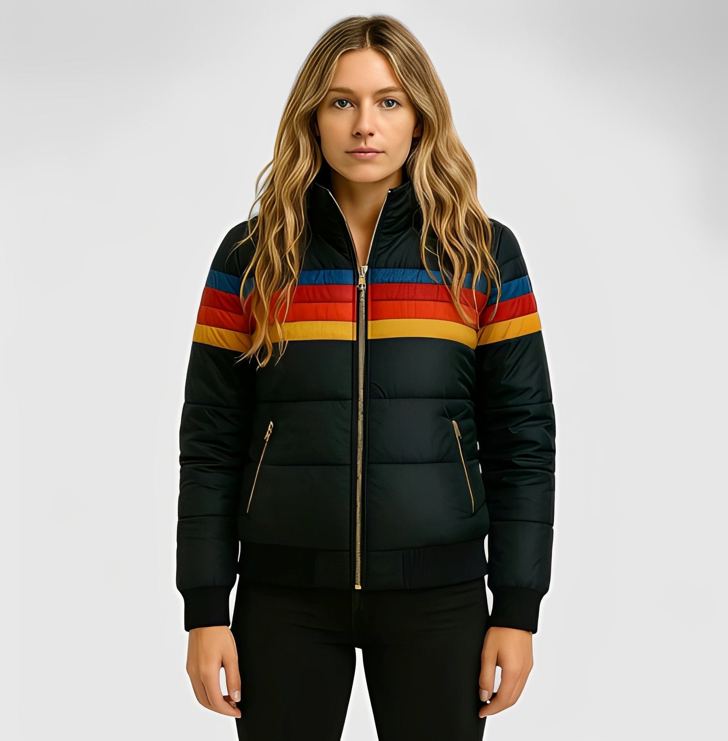 Hesterr - Damski płaszcz z kapturkiem z pluszu