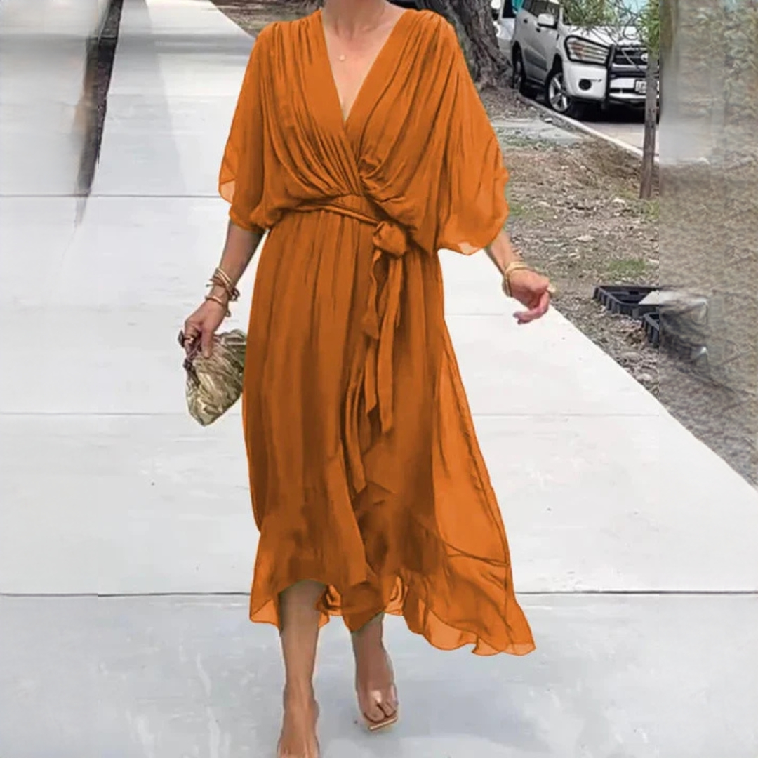 Demara - Elegancka sukienka z dekoltem V dla kobiet