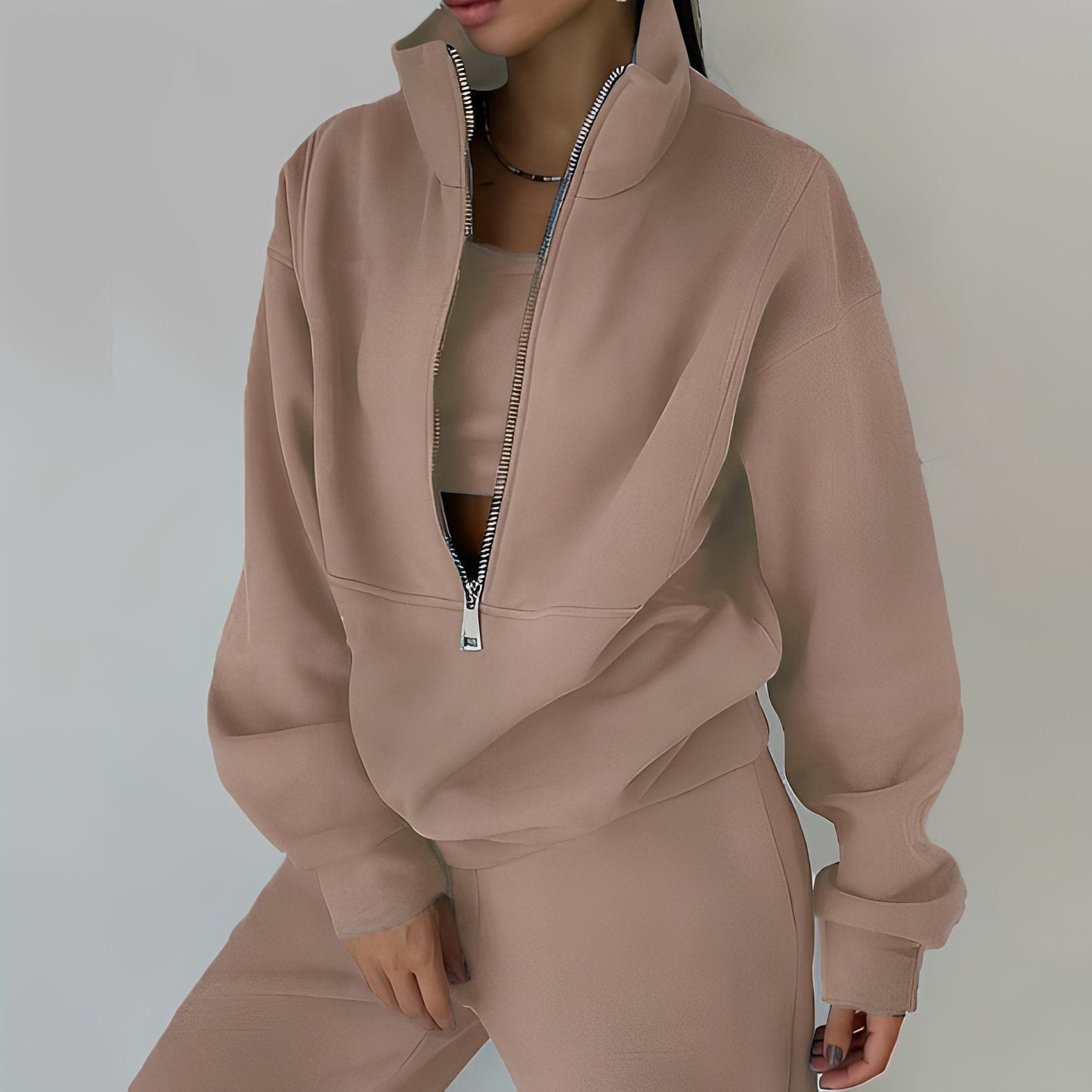 Mélissa - Swobodny, szeroki komplet z dzianiny w dwóch częściach