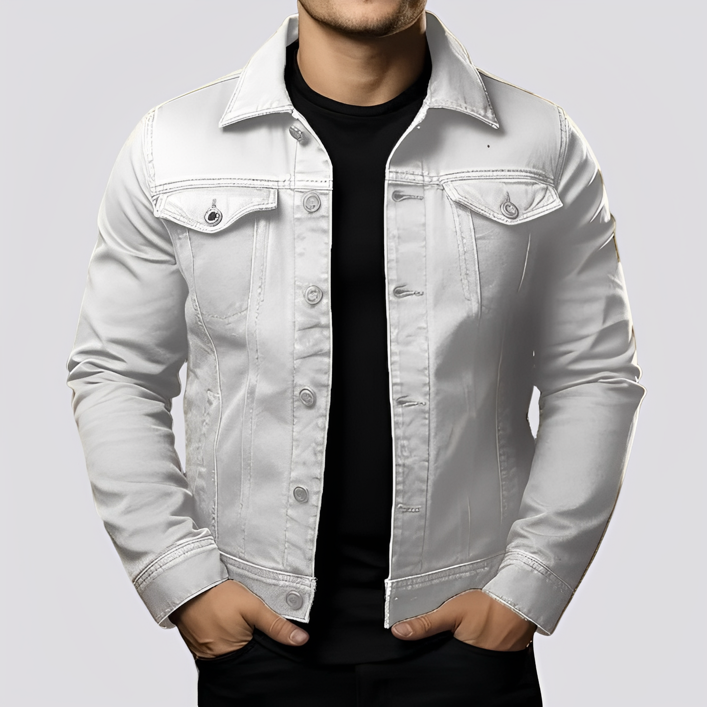 Maxwell - Męska retro kurtka jeansowa z solidnego denimu