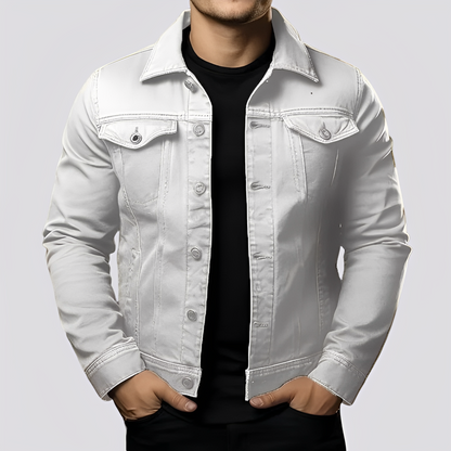 Maxwell - Męska retro kurtka jeansowa z solidnego denimu