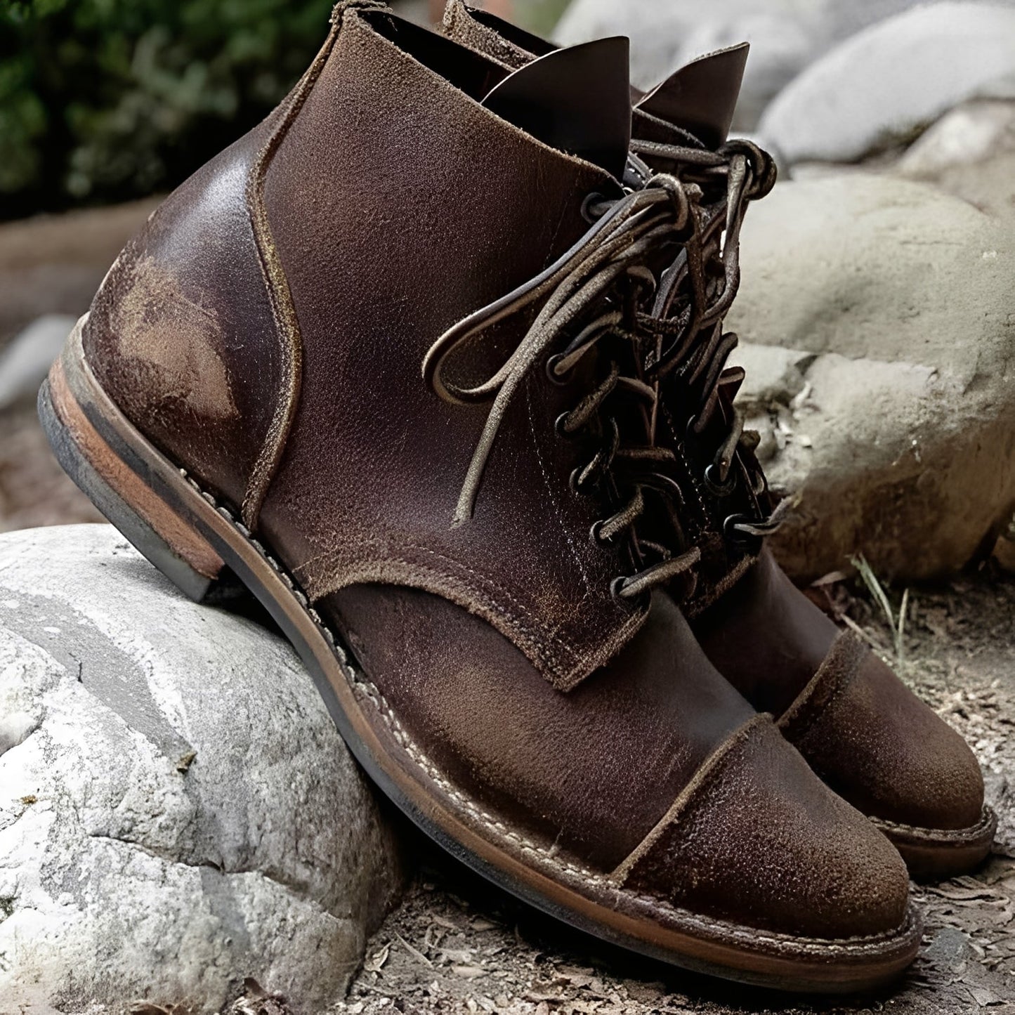 Jaydon - Retro skórzane buty z zaokrąglonym noskiem dla mężczyzn
