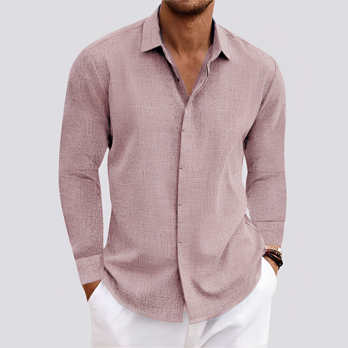 Felix - Swobodne koszula z długim rękawem z lnu dla mężczyzn