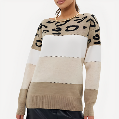 Anne - Damski sweter z modnym nadrukiem