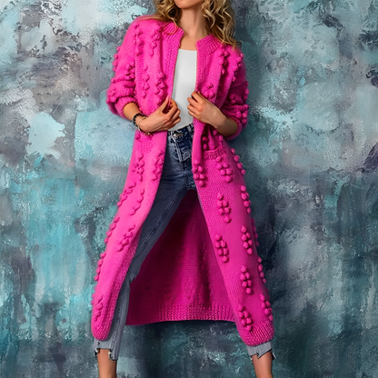 Nancy - Stylowy damski kardigan z pomponami