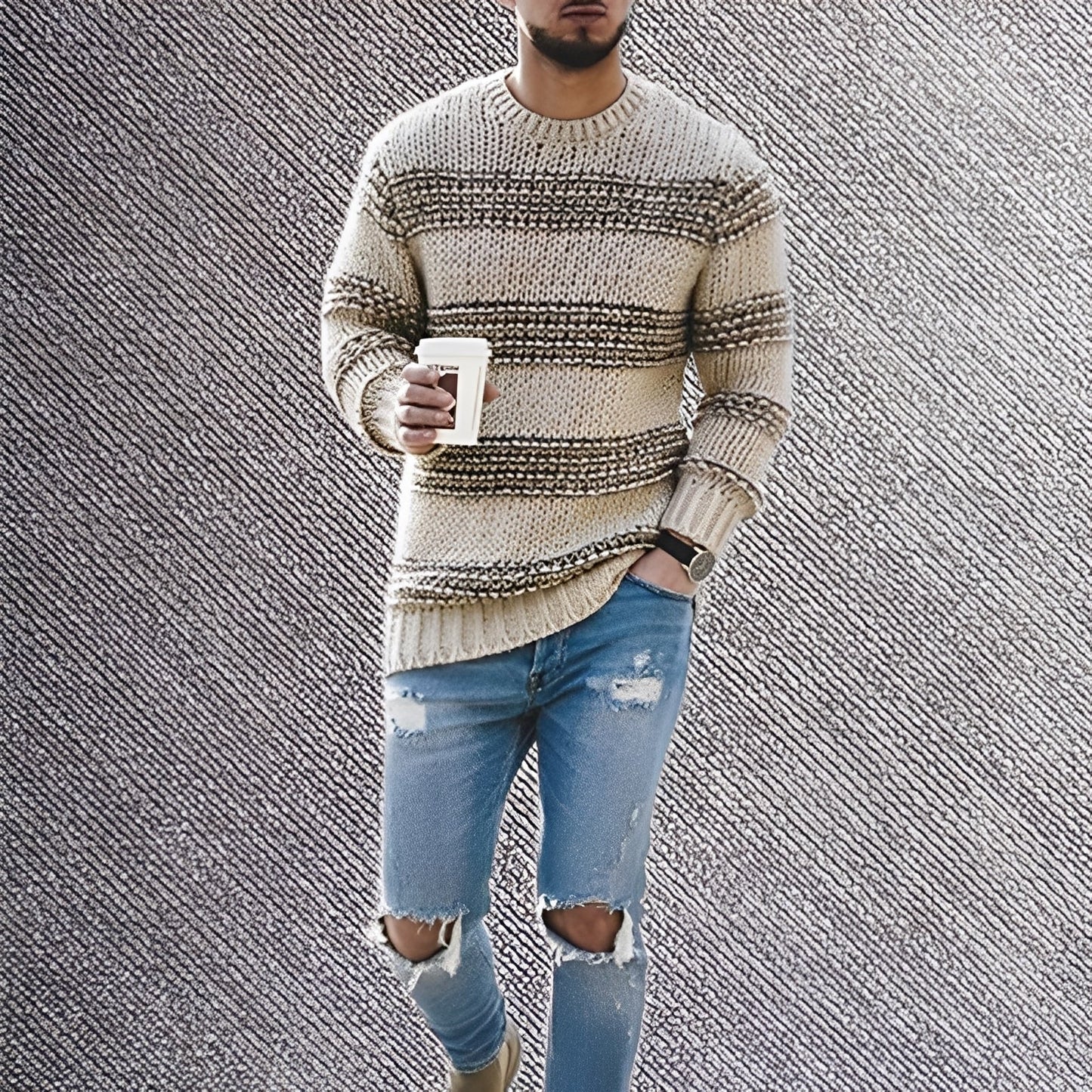 Richard - Wzorzysty ciepły sweter dla panów