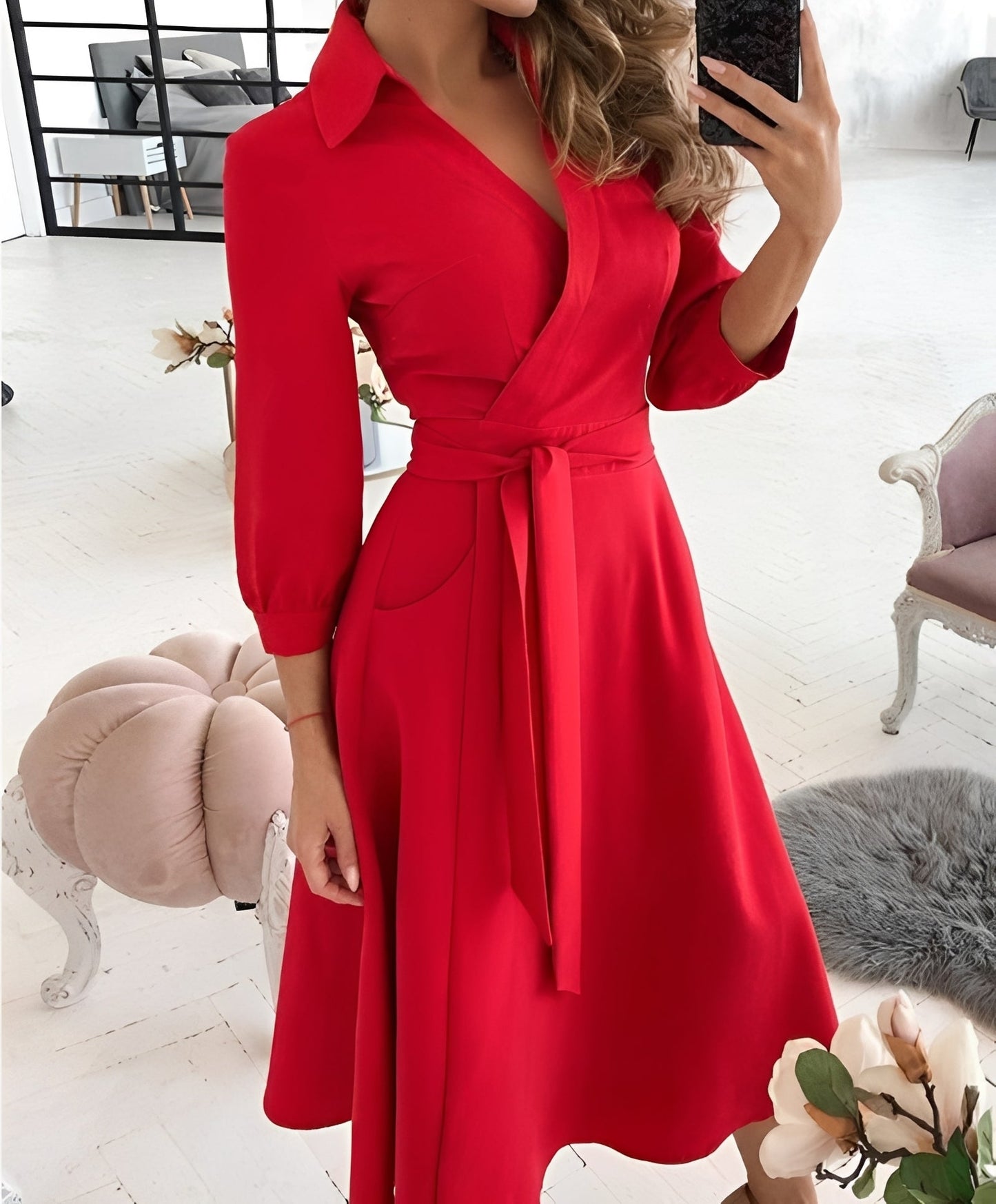 Rachael - Elegancka sukienka z paskiem dla kobiet