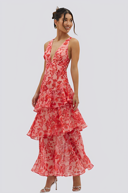 Hazel - Suknia maxi z kwiecistym wzorem dla kobiet