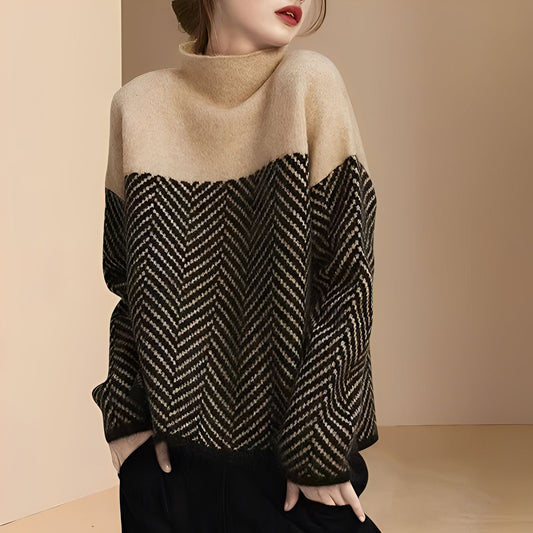 Antonia - Modny patchworkowy sweter dla kobiet