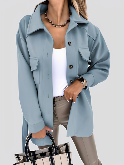 Tiffanie - Nowoczesna, lekka damska kurtka wełniana z klapami