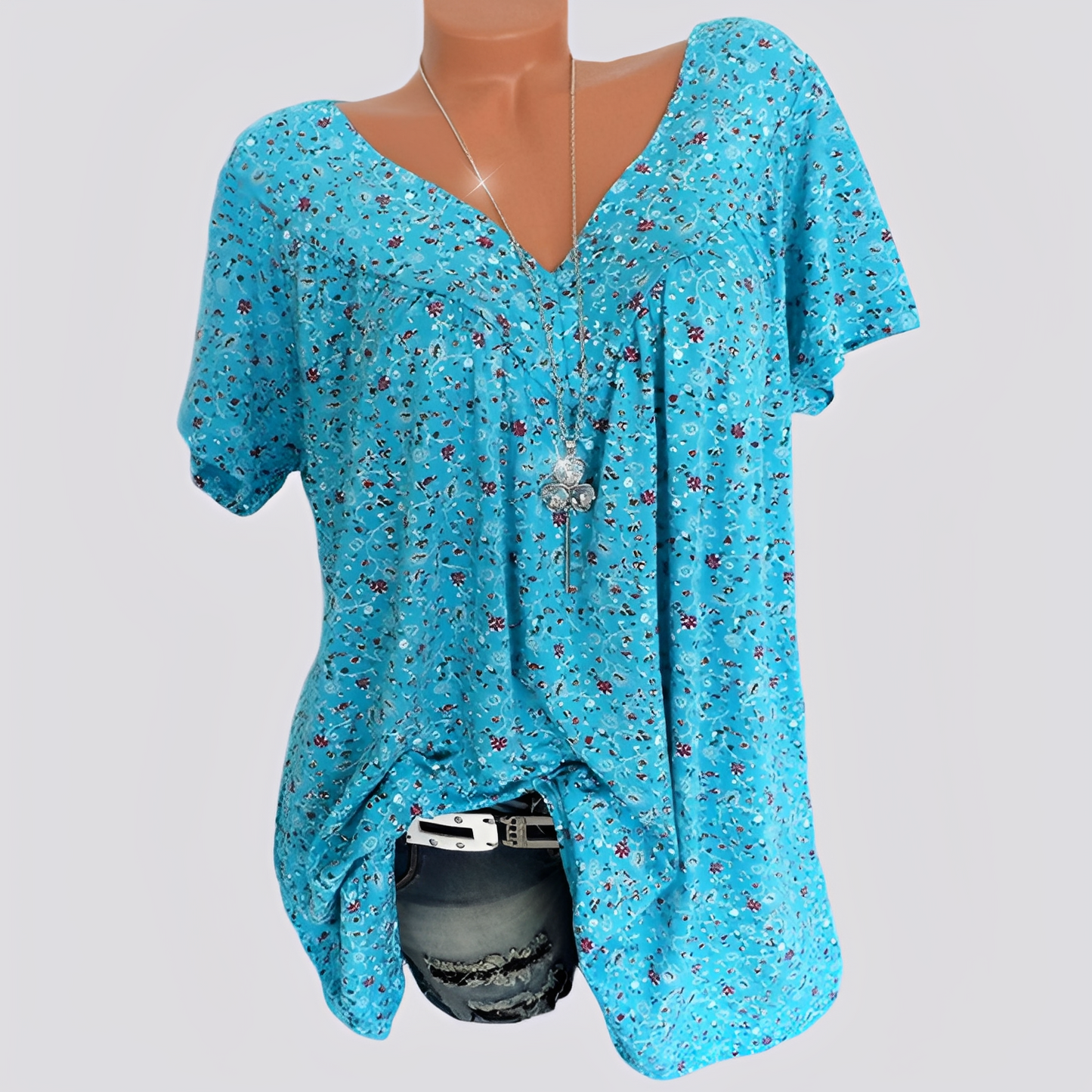 Claudia - Stylowa, luźna bluzka z wzorem kwiatowym dla kobiet