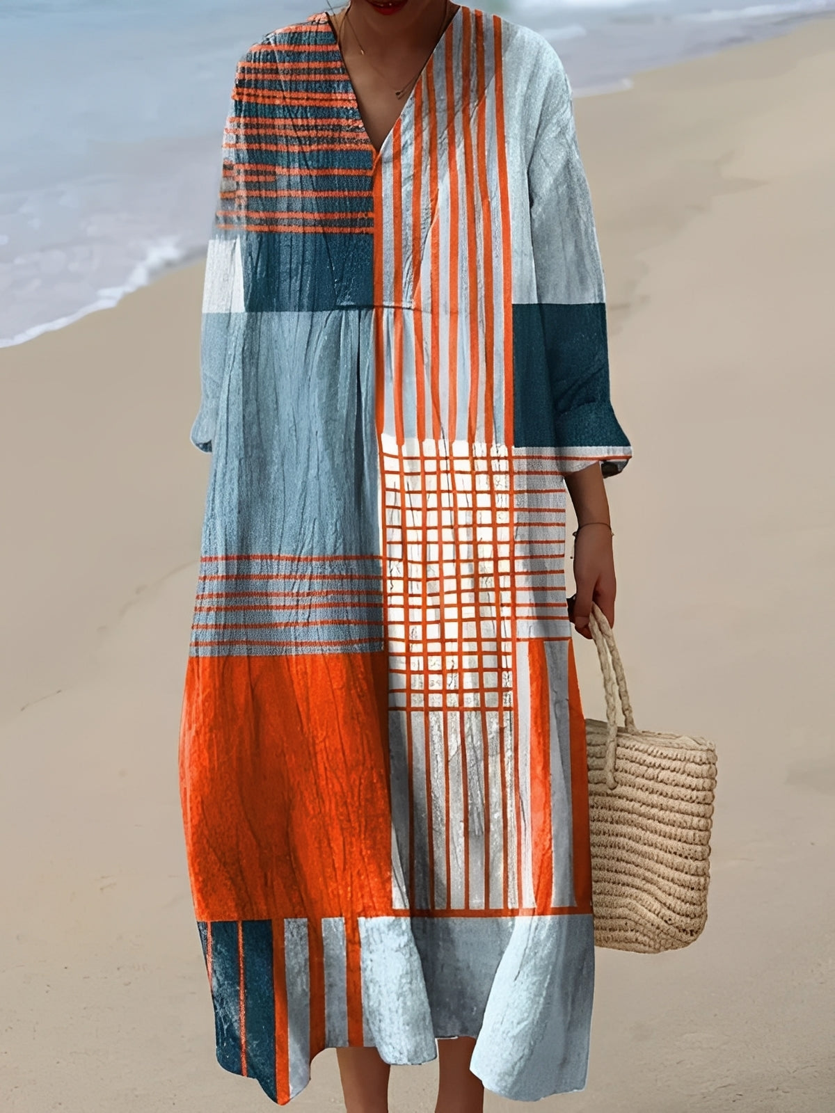 Jean - Stylowa, luźno szyta, średniej długości sukienka dla kobiet