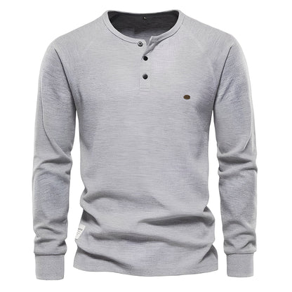 Joachim - Koszula męska z długimi rękawami z materiału waflowego