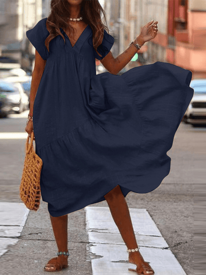 Sheanie - Uniwersalne Sukienki Codzienne z Bawełny z Dekoltem V